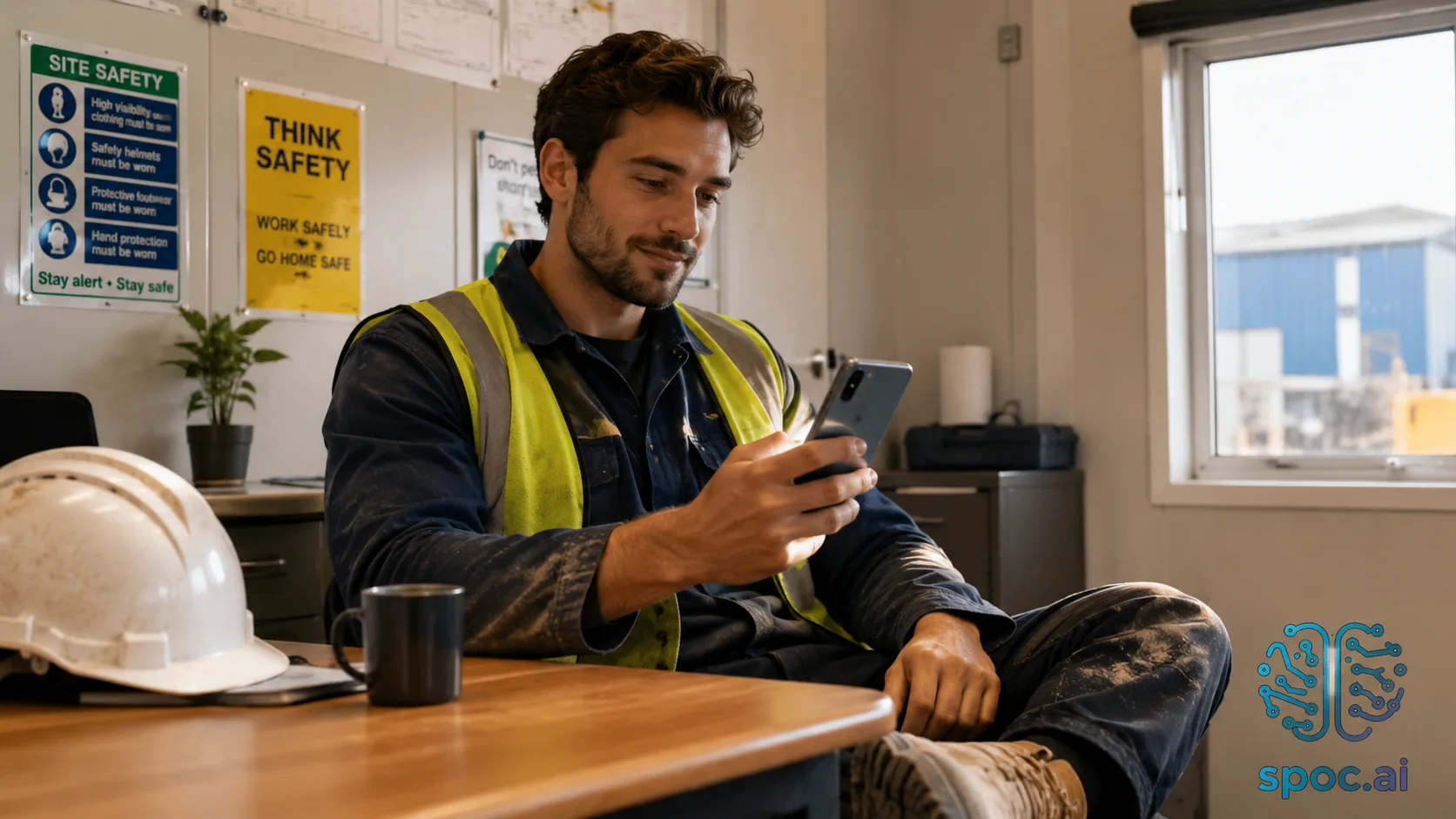 Worker using spoc.ai mobile app for instant injury triage